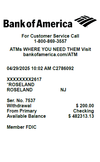 Bank of America Receipt Logo