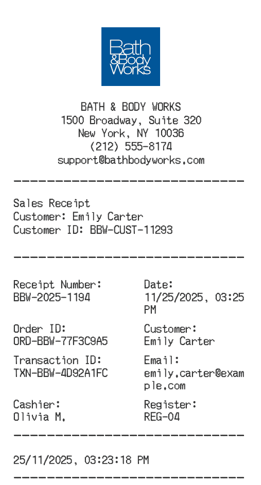 Bath Body Receipt Logo