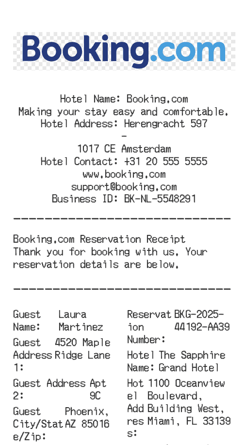 Booking.com Hotel Receipt Logo