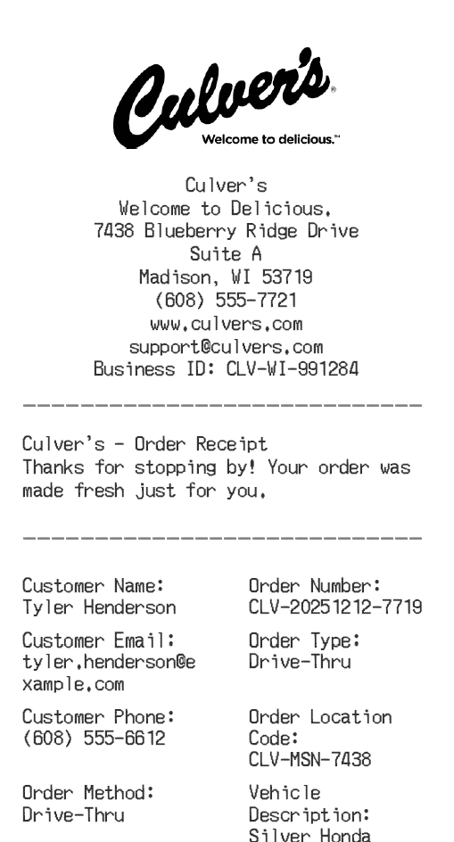 Culvers Receipt Logo