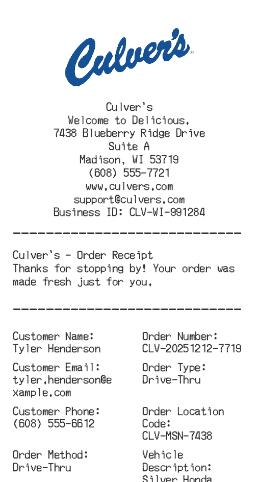 Culvers Receipt Logo