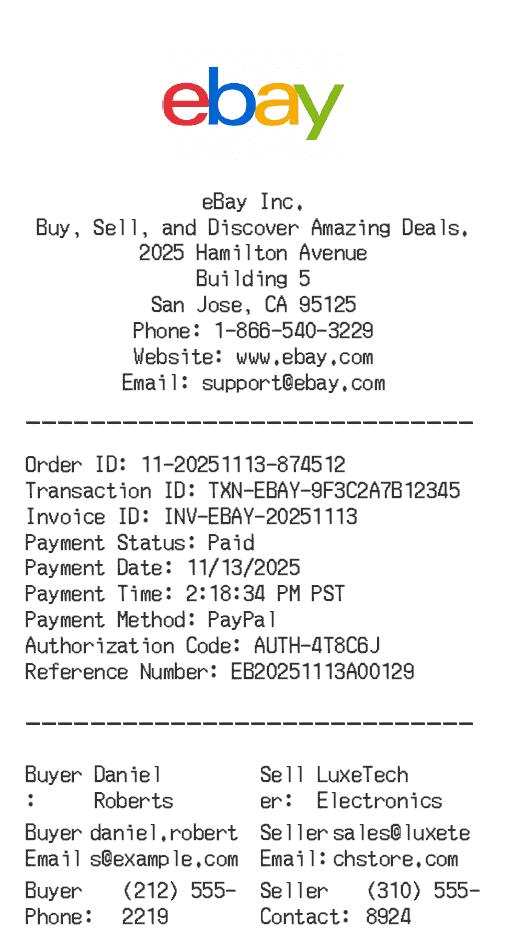 Ebay Receipt Logo