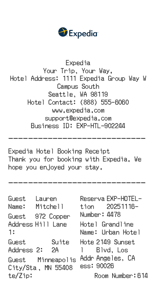 Expedia Hotel Receipt Logo
