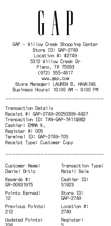 Gap Receipt Logo