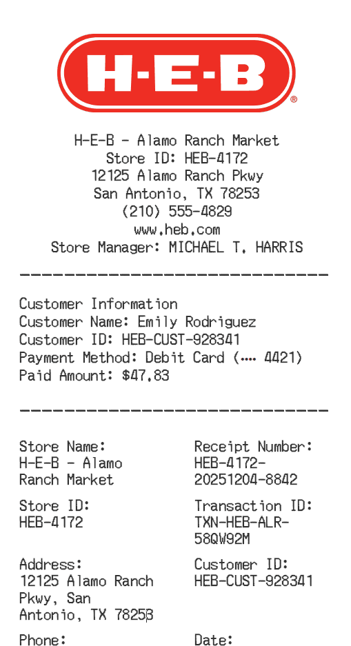 Heb Receipt Logo