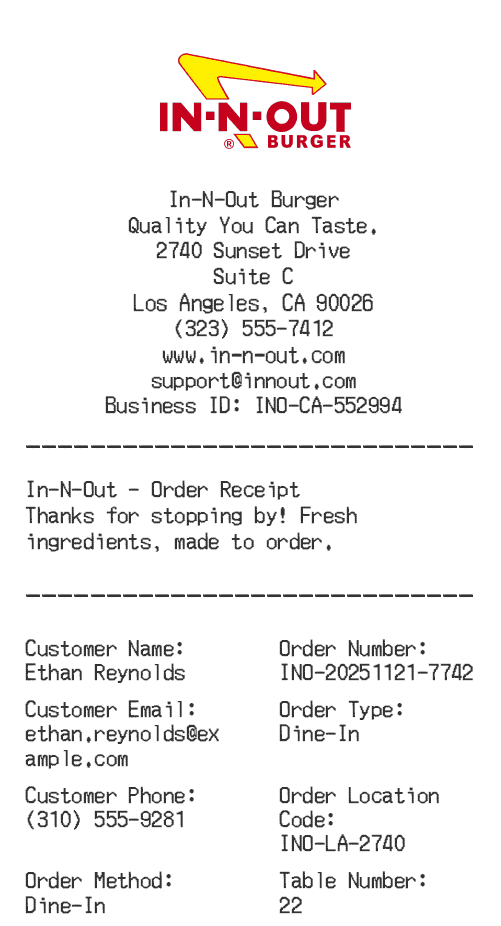 In-N-Out Receipt Logo