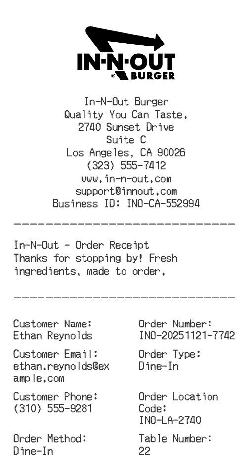 In-N-Out Receipt Logo