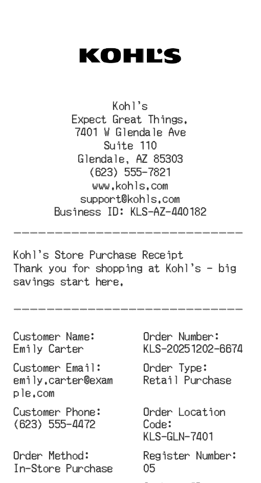 Kohl's Receipt Logo