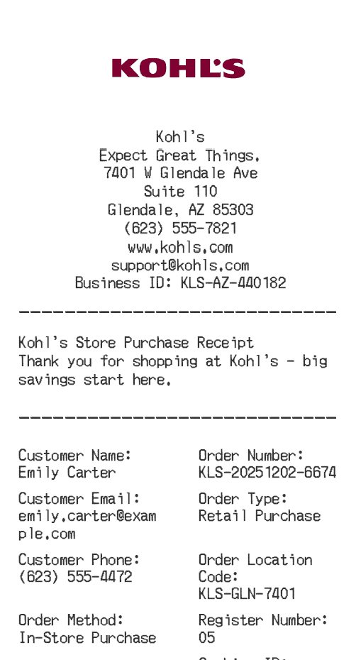 Kohl's Receipt Logo