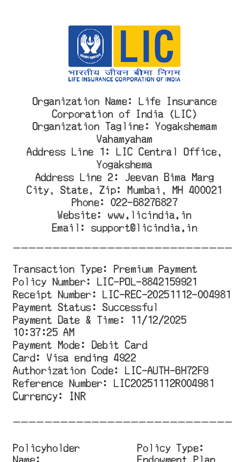 LIC Receipt Logo