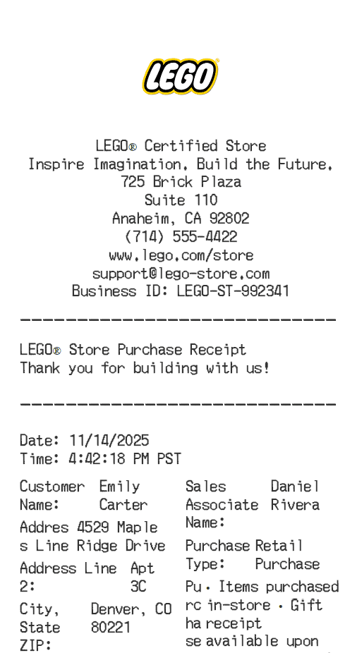Lego Receipt Logo