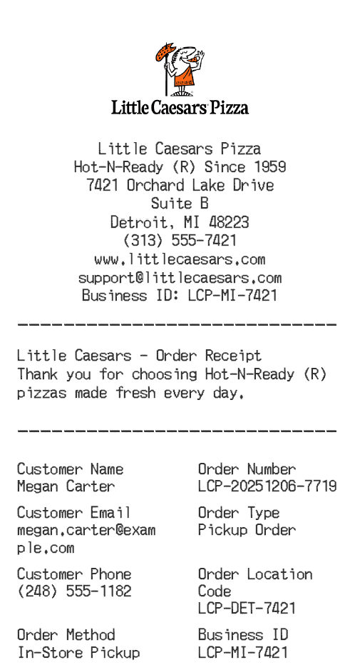Little Caesars Receipt Logo