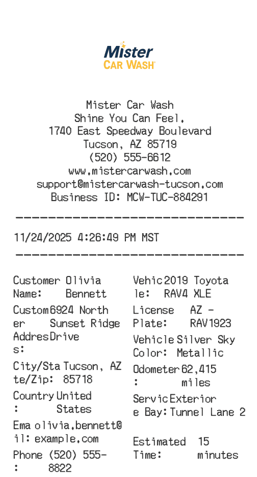 Mister Car Wash Receipt Logo