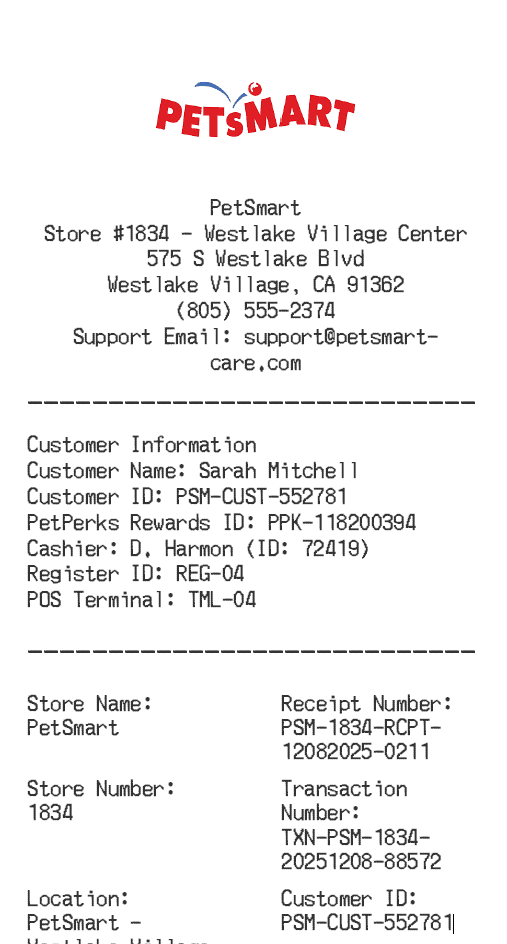 PetSmart Receipt Logo