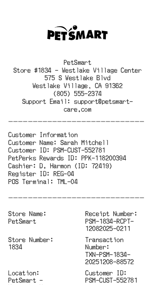 PetSmart Receipt Logo