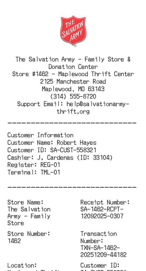 Salvation Army Receipt Logo