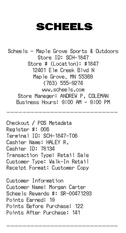 Scheels Receipt Logo