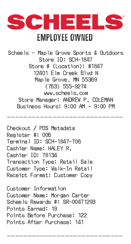 Scheels Receipt Logo