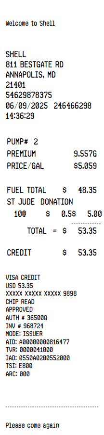 Shell Gas Receipt Logo