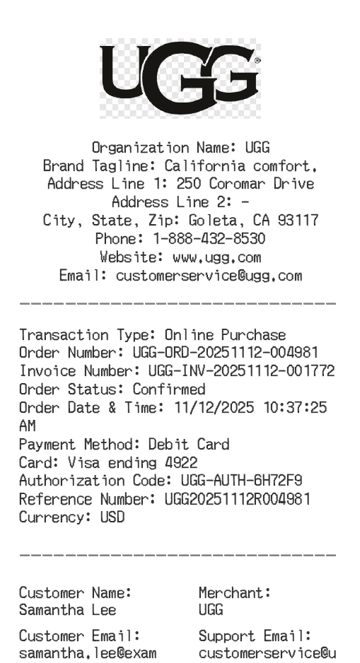 UGG Receipt Logo