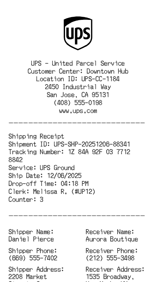 UPS Receipt Logo