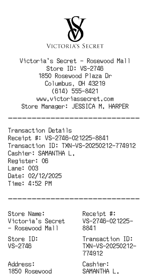 Victoria Secret Receipt Logo
