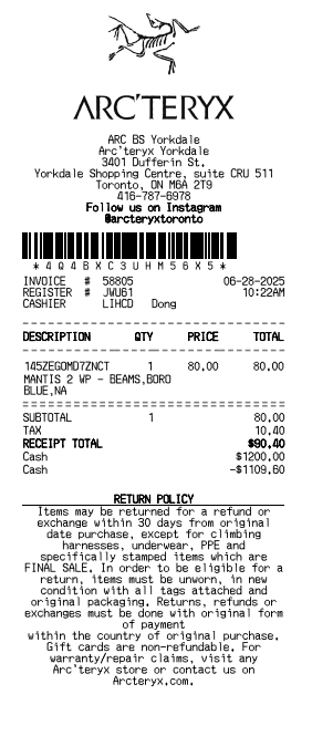 Arcteryx Receipt Logo