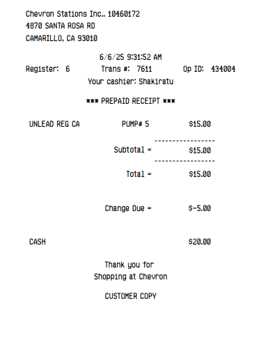 Chevron Receipt Logo