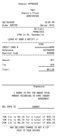 Domino's Receipt Logo