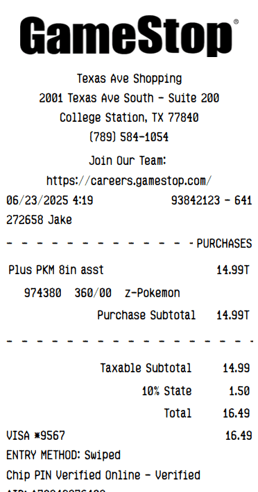 GameStop Receipt Logo