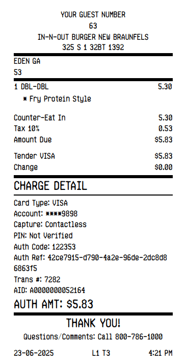 IN-N-OUT Receipt Logo