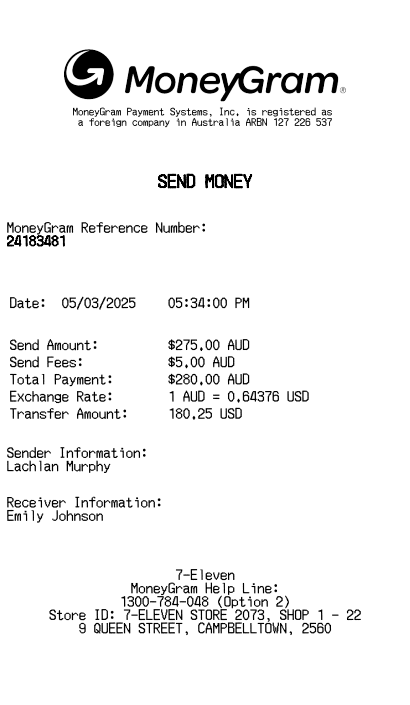 MoneyGram Receipt Logo