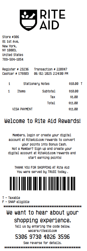 Rite Aid Receipt Logo