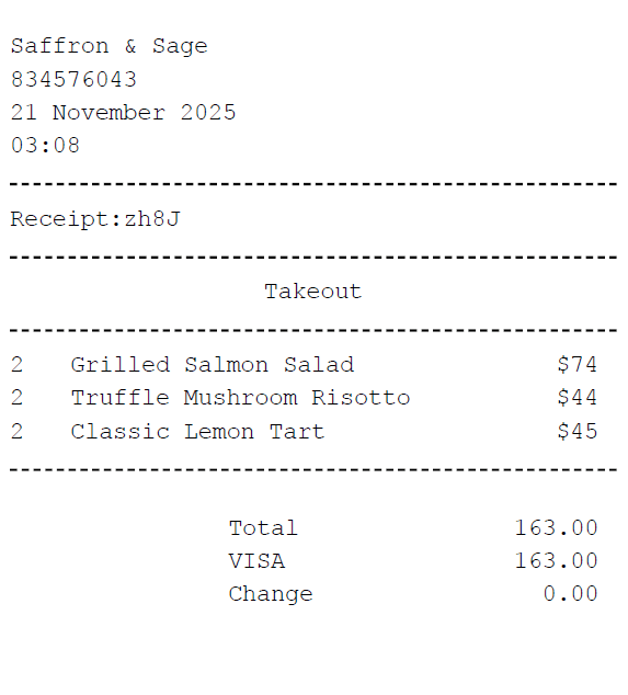 Saffron & Sage Receipt Logo