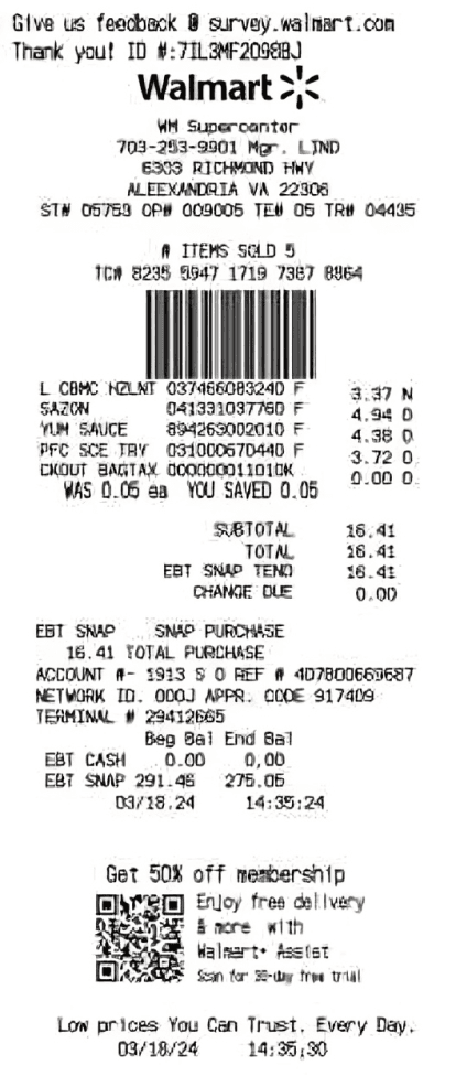 Walmart Receipt Logo