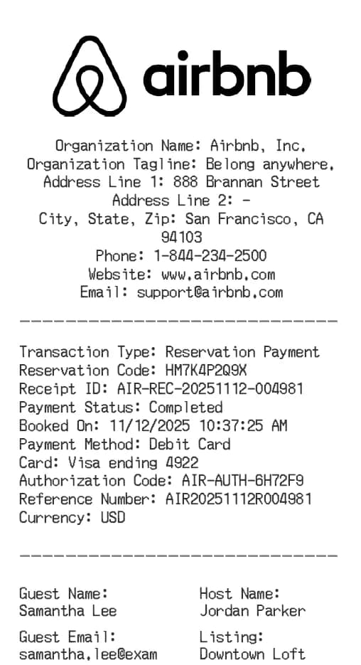 Airbnb Receipt Logo