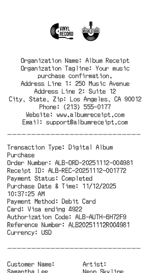 Album Receipt Logo