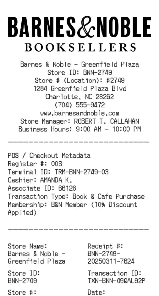 Barnes & Noble Receipt Logo