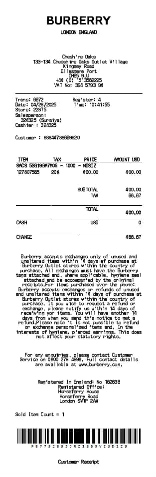 Burberry Receipt Logo