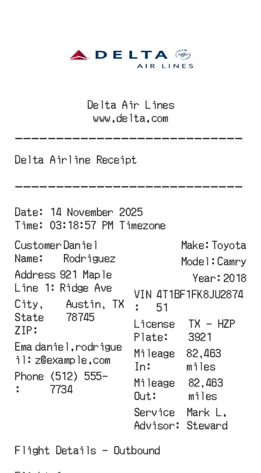 Delta Airlines Receipt Logo