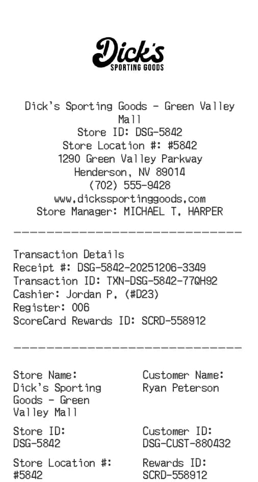 Dicks Receipt Logo