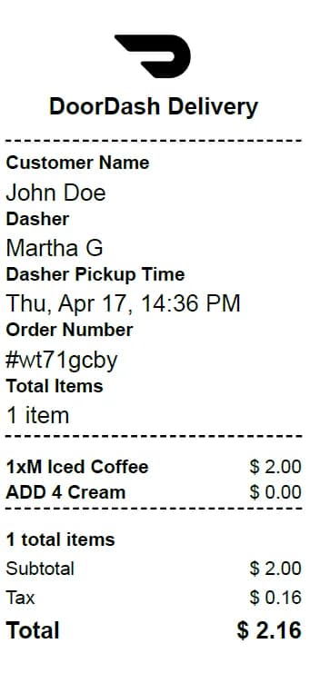 DoorDash Receipt Logo