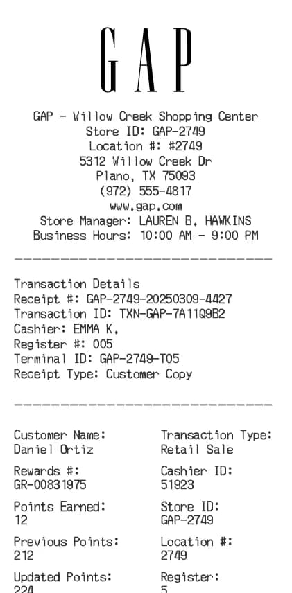 Gap Receipt Logo