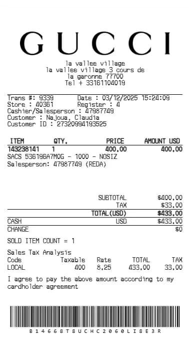 Gucci Receipt Logo