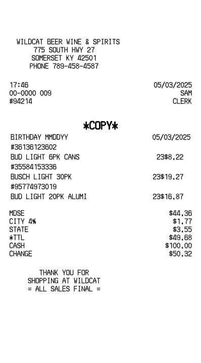 Liquor Receipt Logo