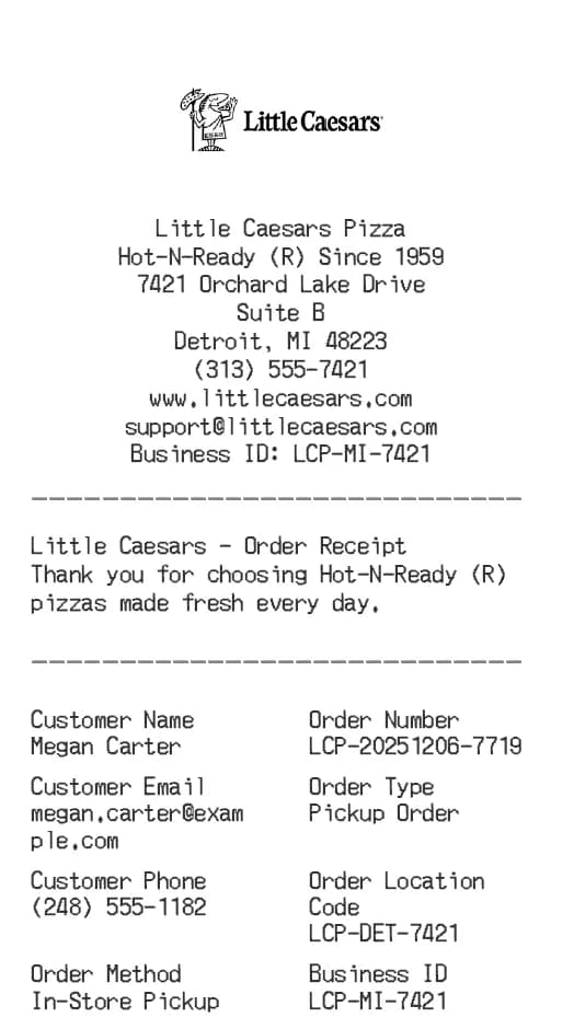 Little Caesars Receipt Logo