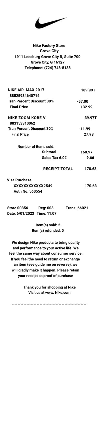 Nike Receipt Logo