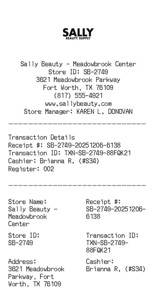 Sally's Receipt Logo