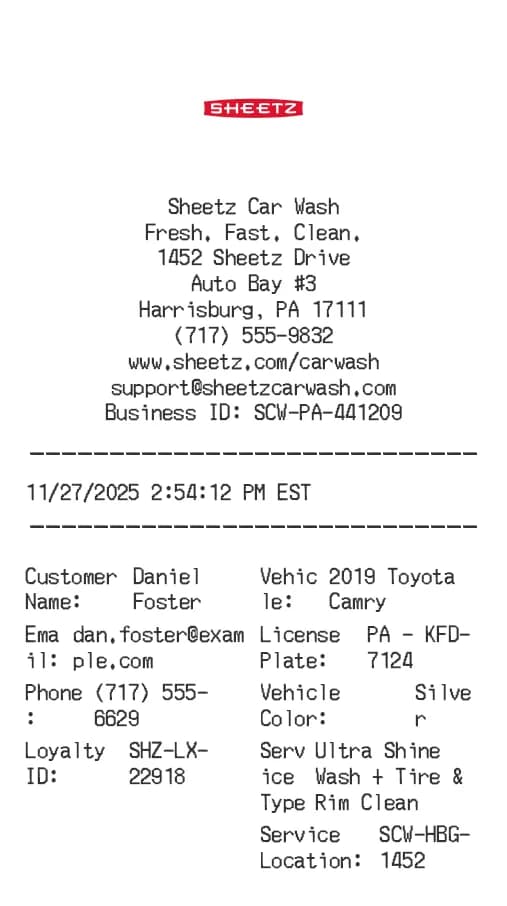 Sheetz Receipt Logo