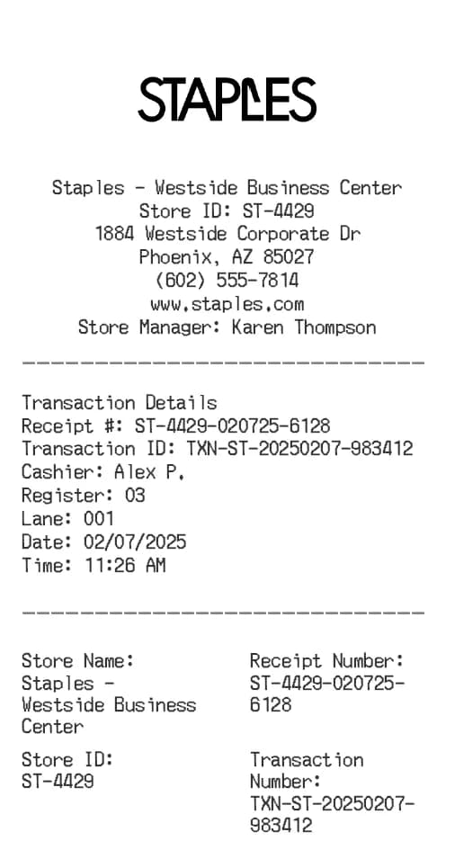Staples Receipt Logo
